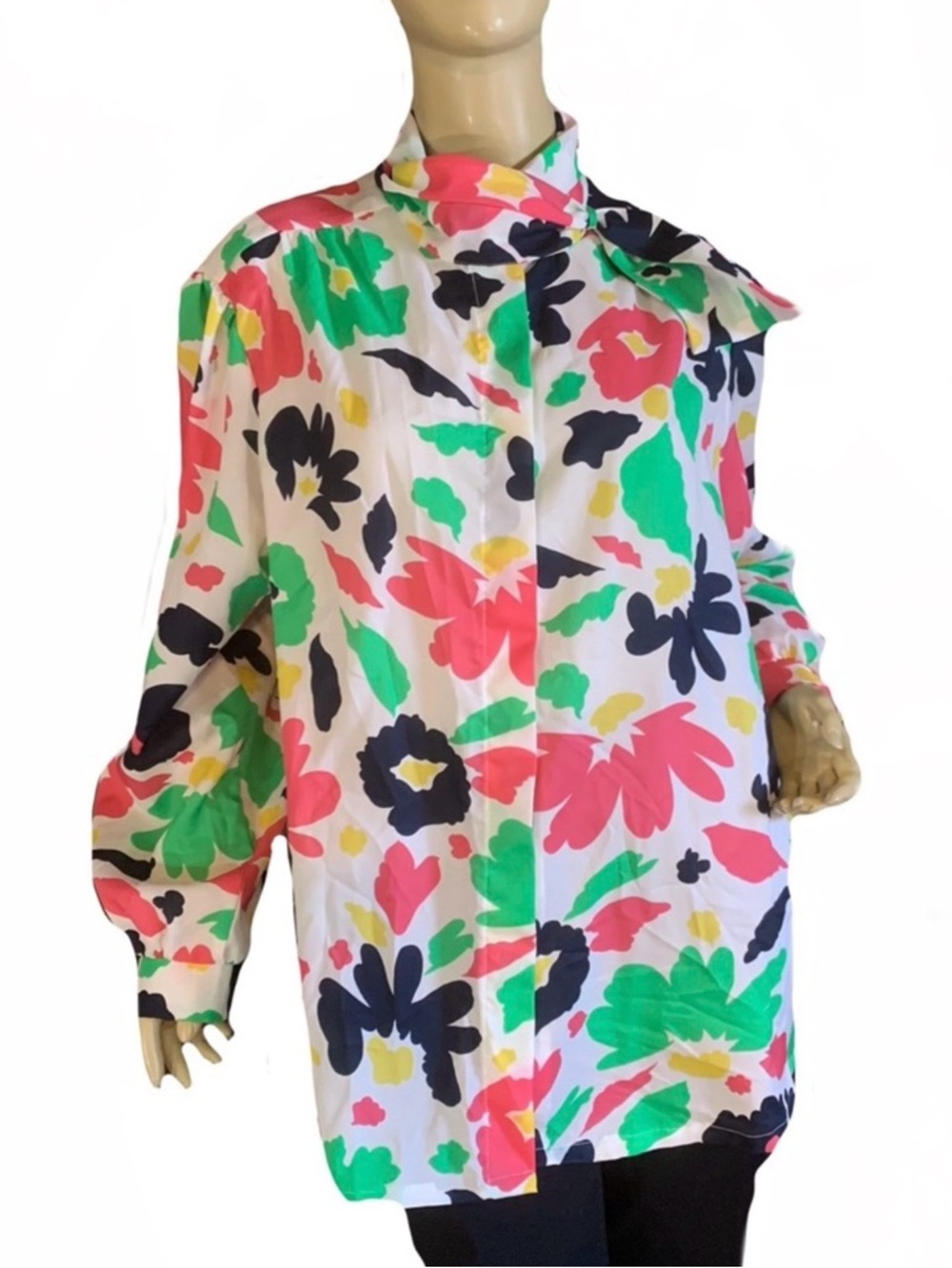 VINTAGE 1980'S LADY CARIBOU COLORFUL FLORAL PRINT BLOUSE NWT (44/2X)